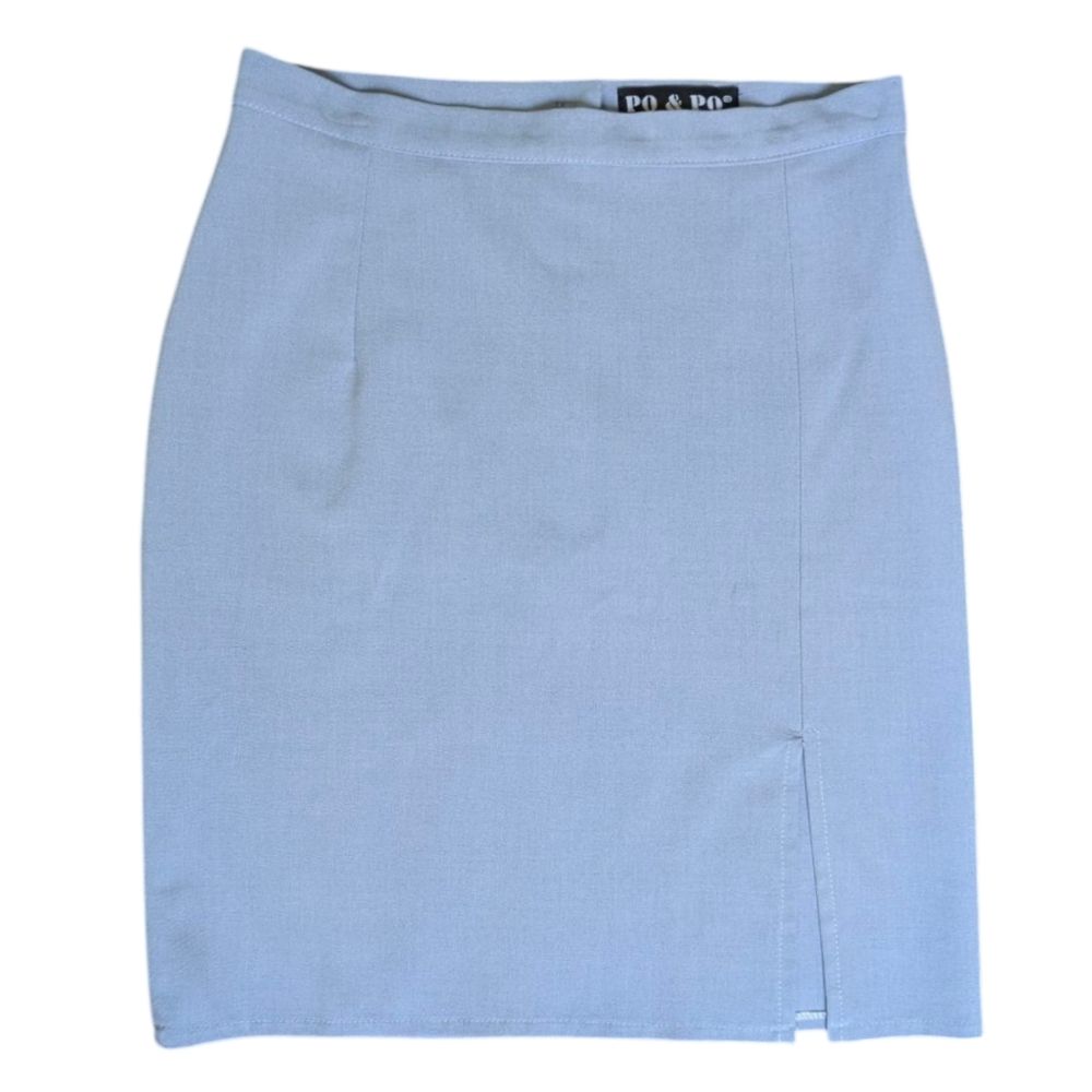 Vtg Y2K 90s Blue Mini Pencil Skirt Size 2 / Small Office Siren 26" Waist Slit